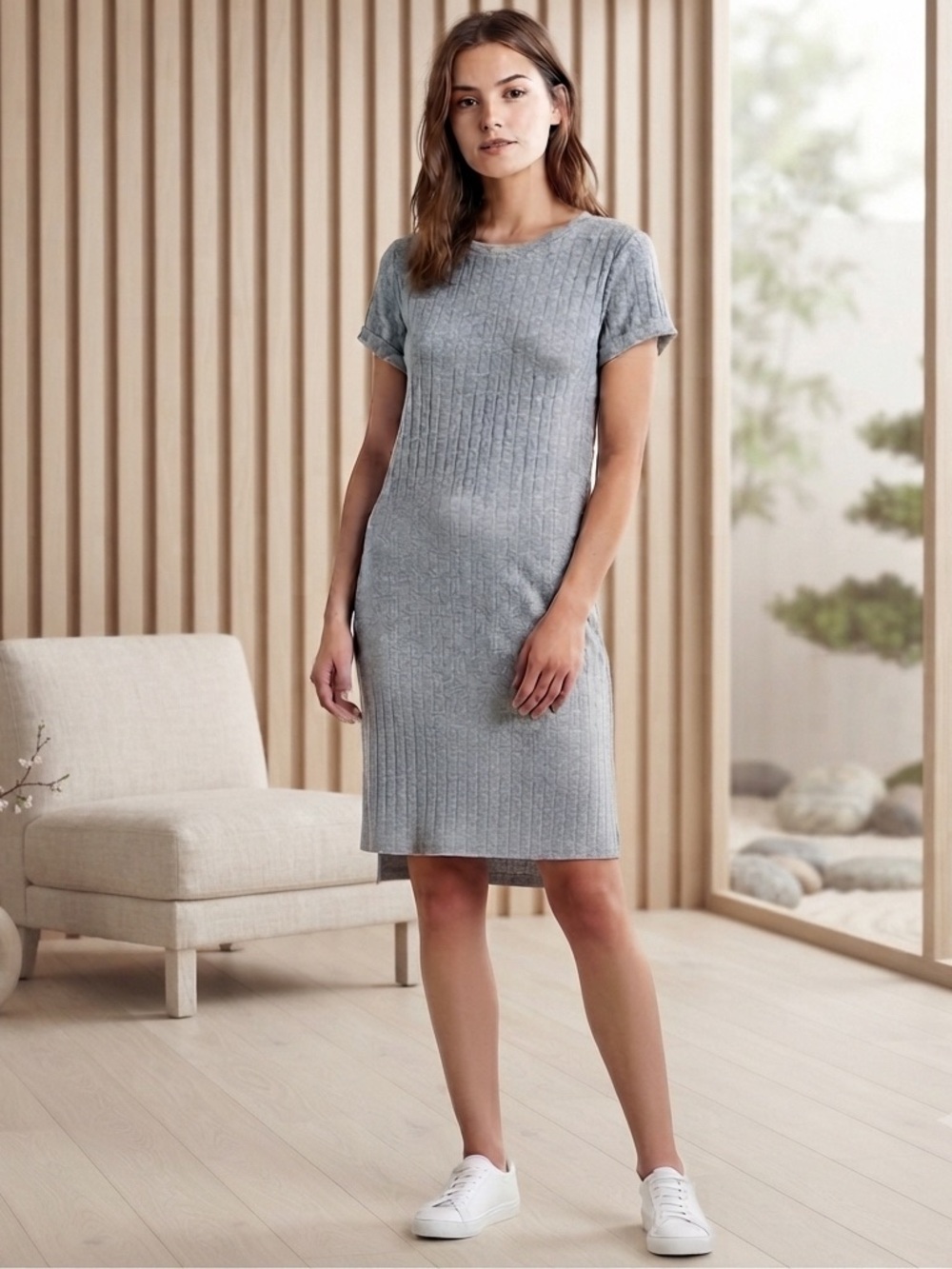 Chaser Heather Gray Ribbed Dress
